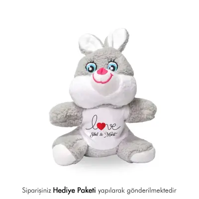 Sevgiliye Özel Hediye İsim Baskılı Peluş Tavşan