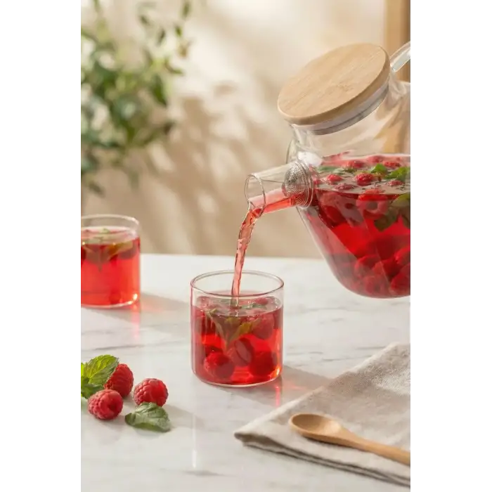 1600 ml Isıya Dayanıklı Borosilikat Cam Demlik ve Bitki Çayı Sürahisi