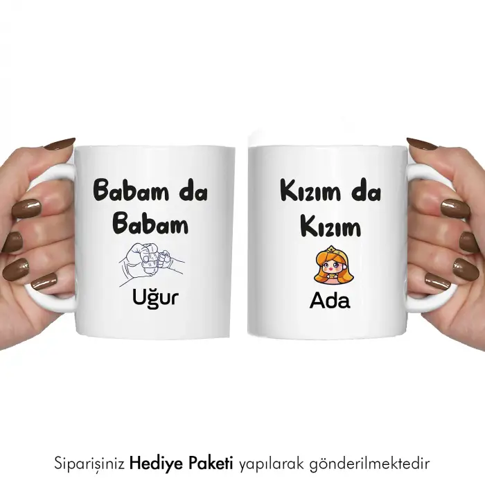 2Li Babam Da Babam Kızım Da Kızım Kişiye Özel Kupa Bardak