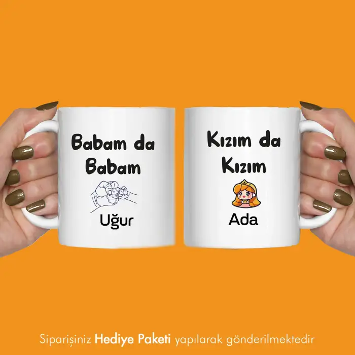 2Li Babam Da Babam Kızım Da Kızım Kişiye Özel Kupa Bardak