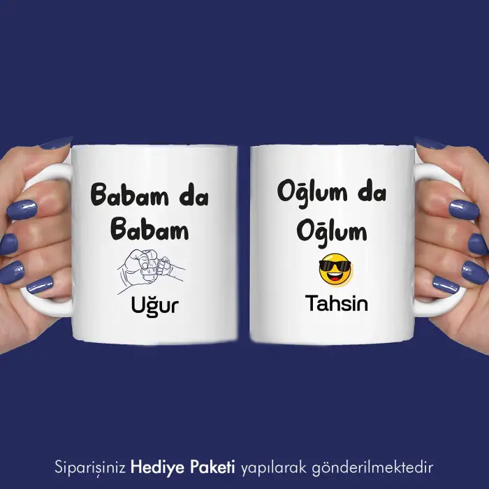 2Li Babam Da Babam Oğlum Da Oğlum Kişiye Özel Kupa Bardak