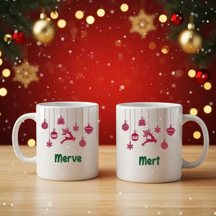 2li Kişiye Özel Noel Geyiği Kupası
