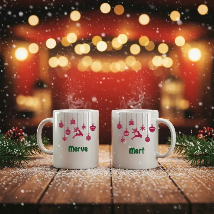 2li Kişiye Özel Noel Geyiği Kupası