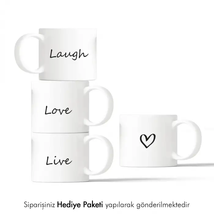 4lü Lovely Tasarımlı Mini Kupa Seti