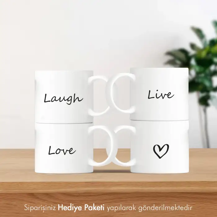 4lü Lovely Tasarımlı Mini Kupa Seti