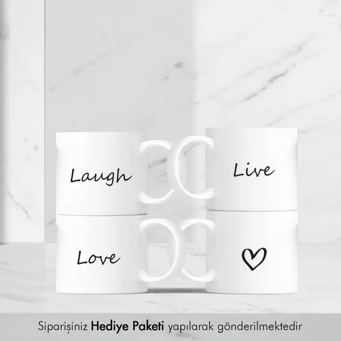 4lü Lovely Tasarımlı Mini Kupa Seti