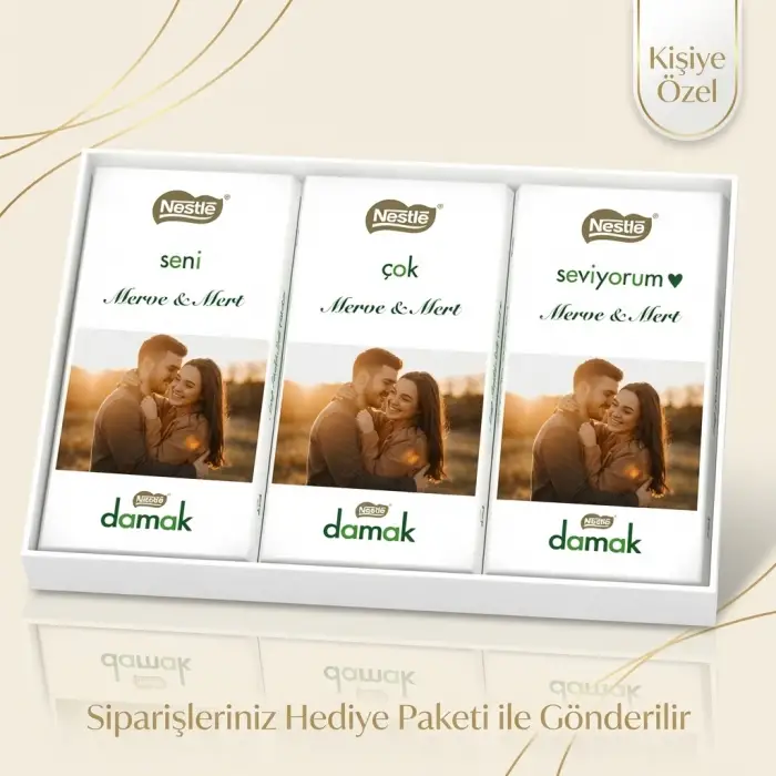 Sevgilinize Özel Fotoğraflı Nestle Damak Çikolata Paketi