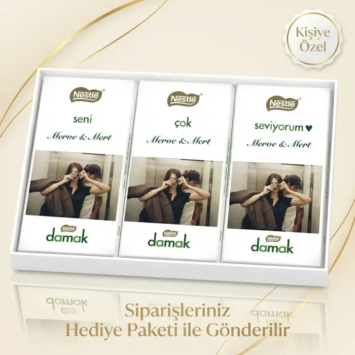 Sevgilinize Özel Fotoğraflı Nestle Damak Çikolata Paketi