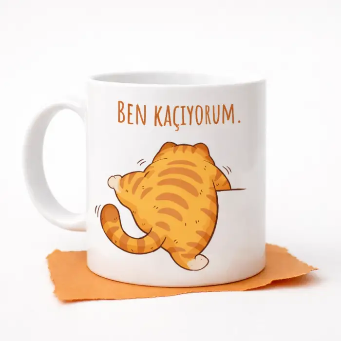 Ben Kaçıyorum Kedi Tasarımlı Kupa