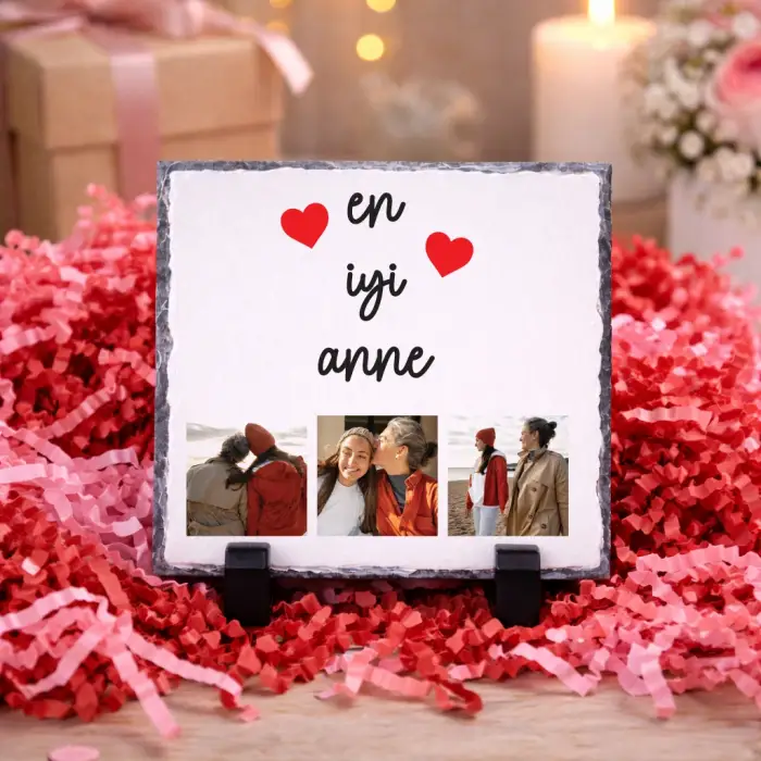 Anneye Hediye Fotoğraflı Doğal Taş – En İyi Anne