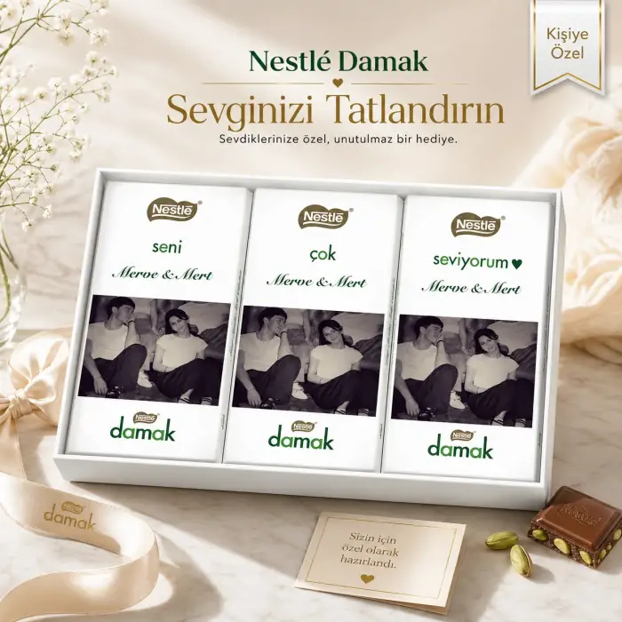 Sevgiliye Hediye Özel Fotoğraflı Nestle Damak Çikolata Paketi