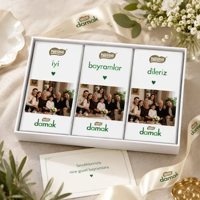 Bayrama Özel Fotoğraflı Nestlé Damak Çikolata Paketi