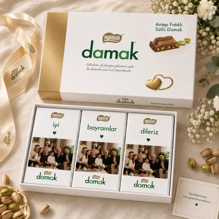 Bayrama Özel Fotoğraflı Nestlé Damak Çikolata Paketi