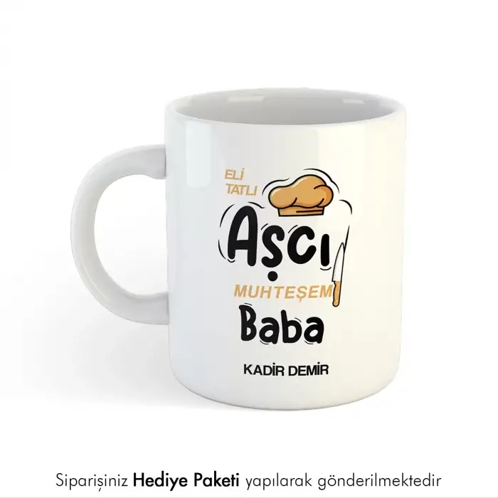 Aşçı Babaya Hediye İsme Özel Esprili Kupa Bardak