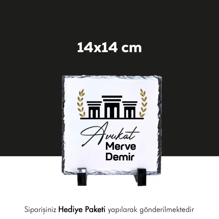 Avukata Özel İsim Baskılı Doğal Taş