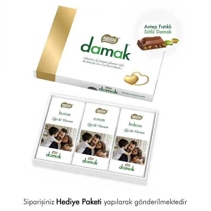 Babalar Gününe Özel Fotoğraflı Nestle Damak Çikolata Paketi