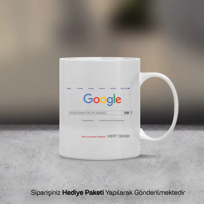 Babalar Gününe Google Temalı Kişiye Özel Kupa Bardak