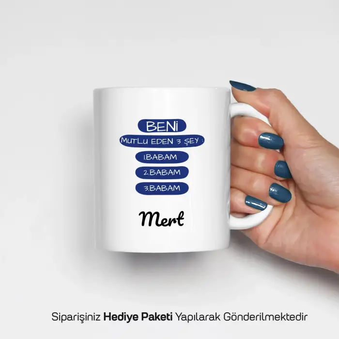 Babaya Özel İsimli Kupa Bardak