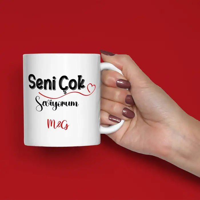 Seni Çok Seviyorum Mesajlı İsme Özel Kupa Bardak
