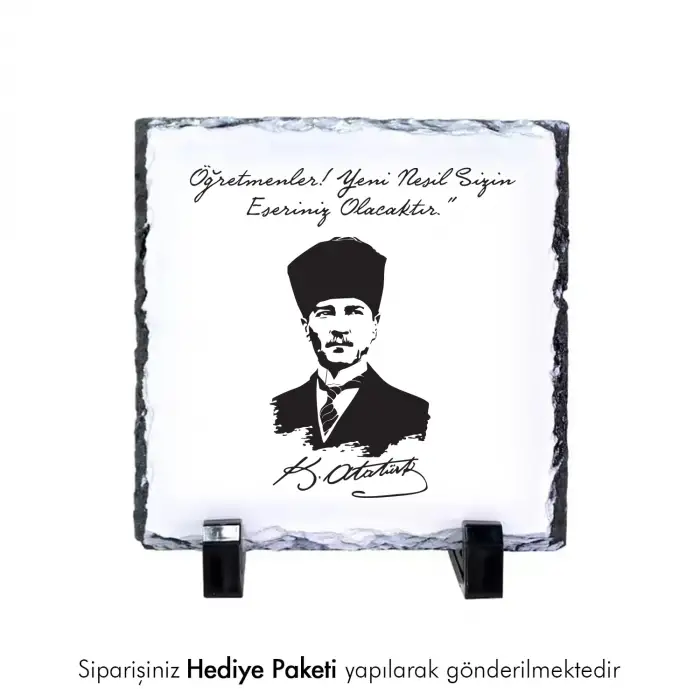 Öğretmenler Gününe Özel Atatürk Portreli Doğal Taş