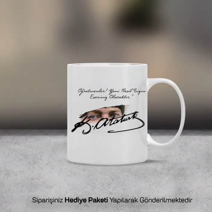 Öğretmenler Gününe Özel Atatürk Temalı Kupa Bardak