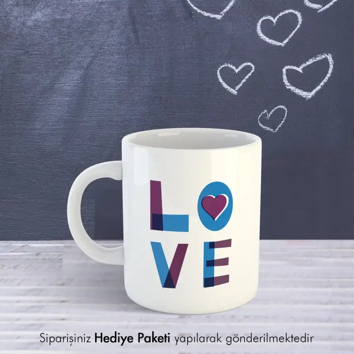 Love Tasarımlı Kahve Kupası