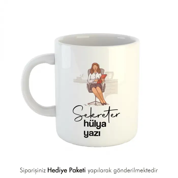 Sekreter Tasarımlı İsme Özel Hediye Kupa
