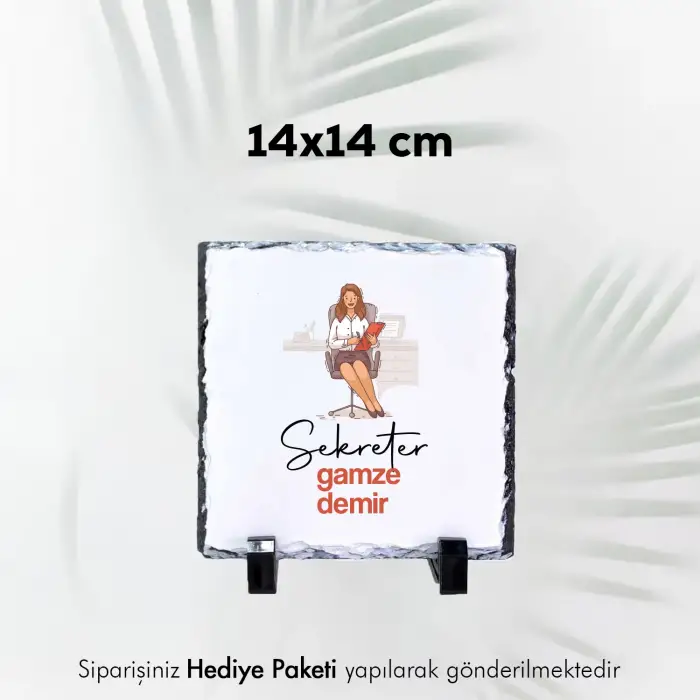 Sekretere Özel İsim Baskılı Doğal Taş