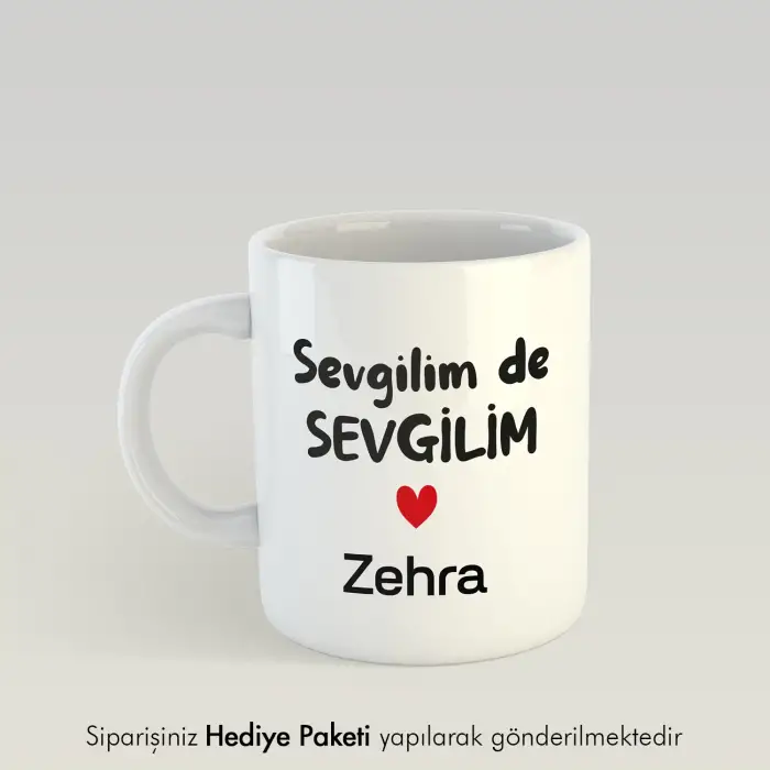2’Li Kupa Sevgilim de Sevgilim Kişiye Özel İsimli Kupa