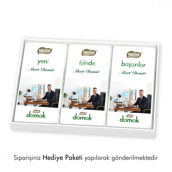 Yeni İş Hediyesi Fotoğraflı Nestlé Damak Çikolata Paketi