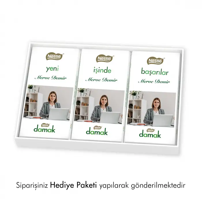 Yeni İş Hediyesi Fotoğraflı Nestlé Damak Çikolata Paketi