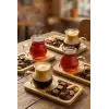 150 ml 6’lı 12 Parça Bambu Tabaklı Borosilikat Cam Kulplu Çay ve Kahve Fincan Takımı