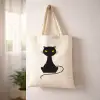 Kara Kedi Tasarımlı Bez Çanta
