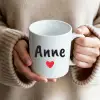 Anne Yazılı Kalpli Minimal Tasarım Kupa Bardak