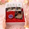 Kişiye Özel Fotoğraflı Çikolata & Doğal Taş & Lavanta Mum Hediye Kutusu