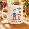 Babam ve Kızı Çocuk Çizimi Kupa