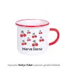 Kiraz Desenli Kırmızı Enamel Kupa Bardak