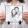Kişiye Özel Line Art Kare Doğal Taş