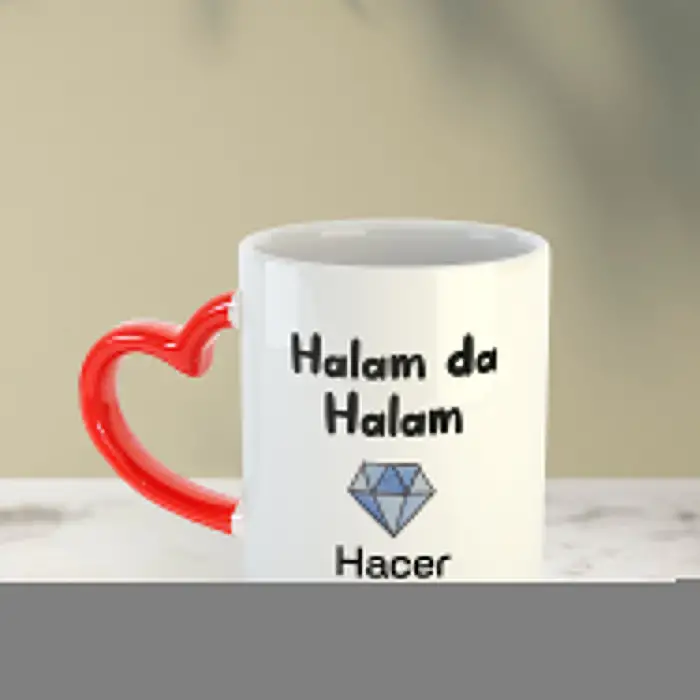 Halam Da Halam Kişiye Özel İsimli Kalpli Kupa Bardak