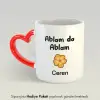 Ablam Da Ablam Kişiye Özel İsimli Kırmızı Kalpli Kupa Bardak