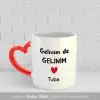 Gelinim De Gelinim Kişiye Özel İsimli Kırmızı Kalpli Kupa Bardak