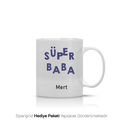 Süper Baba Yazılı Kişiye Özel Kupa Bardak