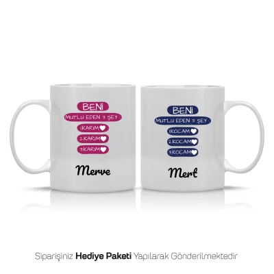 2Li Aşk Üçlemesi Kişiye Özel İsimli Kupa Bardak