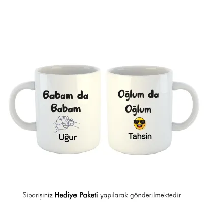 2Li Babam Da Babam Oğlum Da Oğlum Kişiye Özel Kupa Bardak