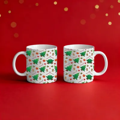 2li Yılbaşı Motifleri Temalı Kupa