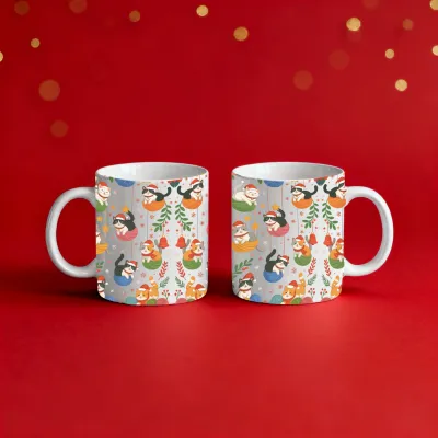 2li Yılbaşı Şapkalı Kedili Kupa