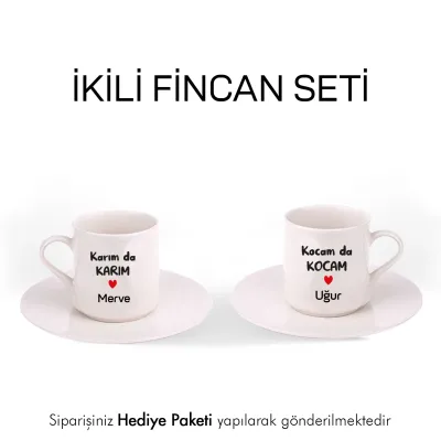 2’Li Beyaz İsim ve Tarihli Aşk Fincanı Seti (Çikolata HEDİYELİ)