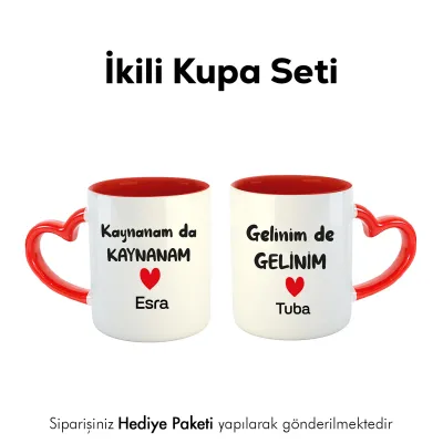 2’Li Kalpli Kupa Kişiye Özel İsimli Kaynanam Da Kaynanam Gelinim De Gelinim