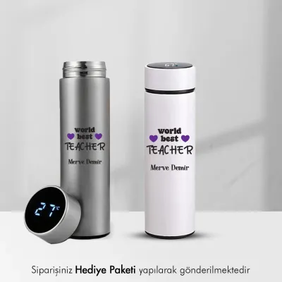 World Best Teacher Yazılı Kişiye Özel İsimli Termos