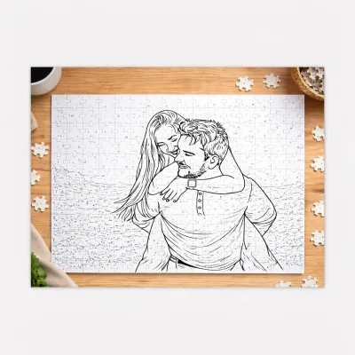 Kişiye Özel Fotoğraflı Line Art Puzzle (99 Parça)
